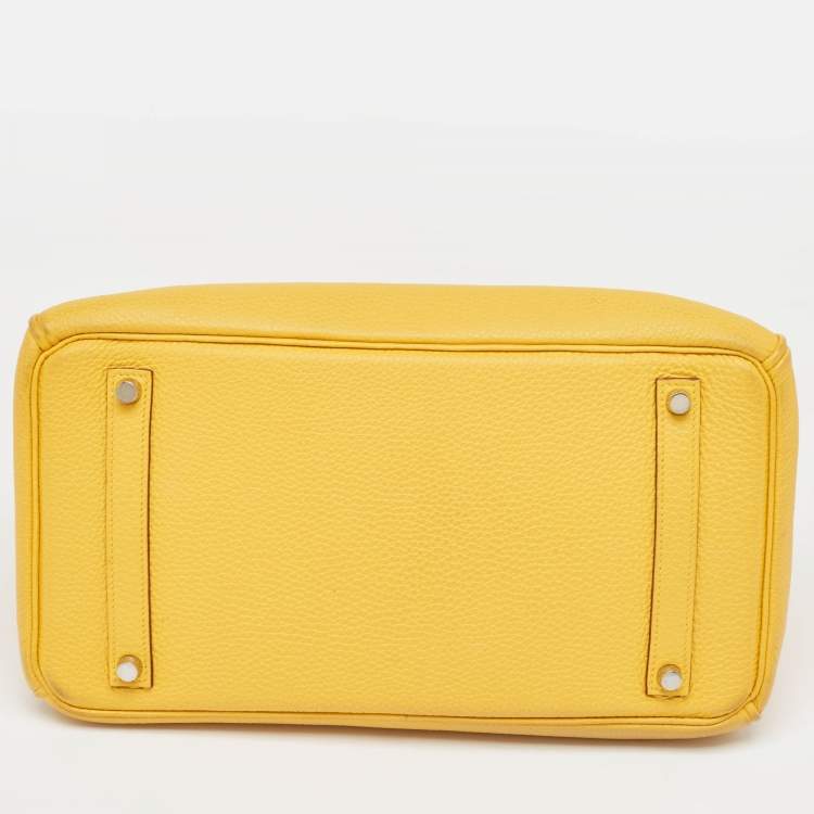 Pre Owned Hermes Soleil Togo Leather Palladium Finish Birkin 35 Bag