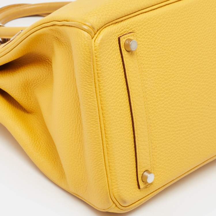 Pre Owned Hermes Soleil Togo Leather Palladium Finish Birkin 35 Bag