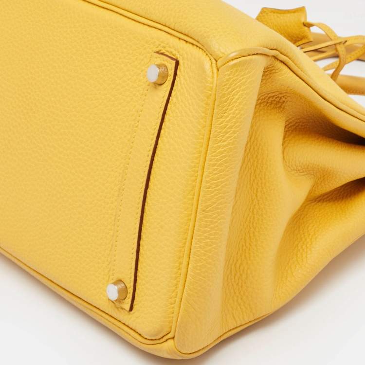 Pre Owned Hermes Soleil Togo Leather Palladium Finish Birkin 35 Bag