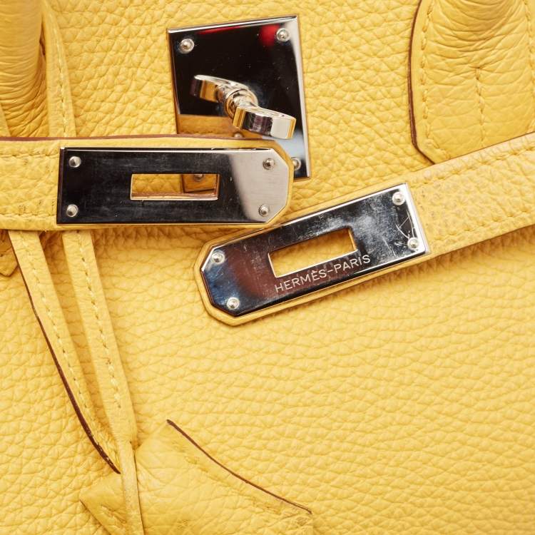 Pre Owned Hermes Soleil Togo Leather Palladium Finish Birkin 35 Bag