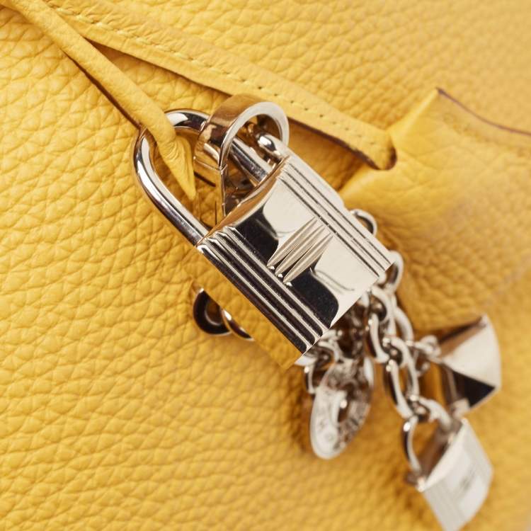 Pre Owned Hermes Soleil Togo Leather Palladium Finish Birkin 35 Bag