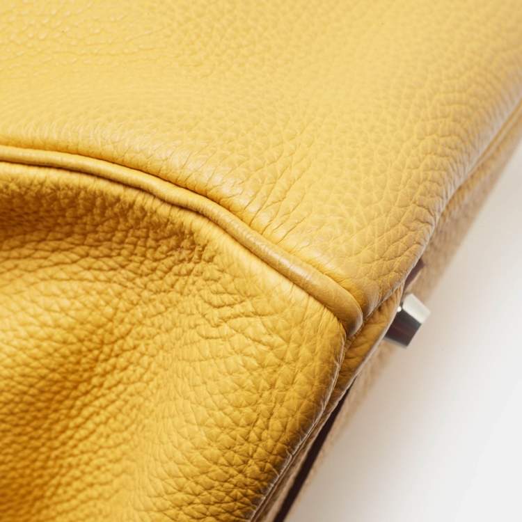 Pre Owned Hermes Soleil Togo Leather Palladium Finish Birkin 35 Bag