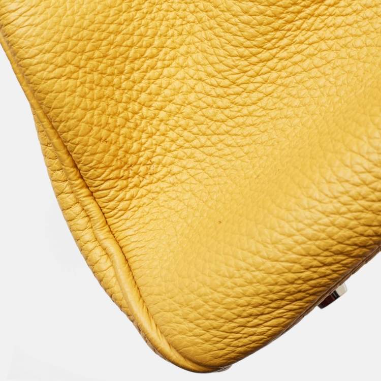 Pre Owned Hermes Soleil Togo Leather Palladium Finish Birkin 35 Bag