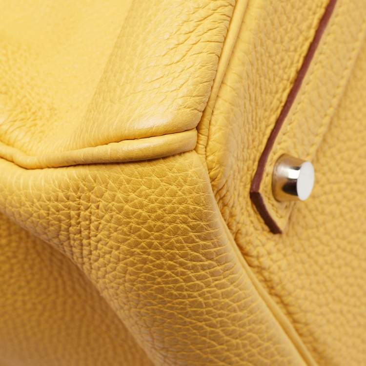 Pre Owned Hermes Soleil Togo Leather Palladium Finish Birkin 35 Bag