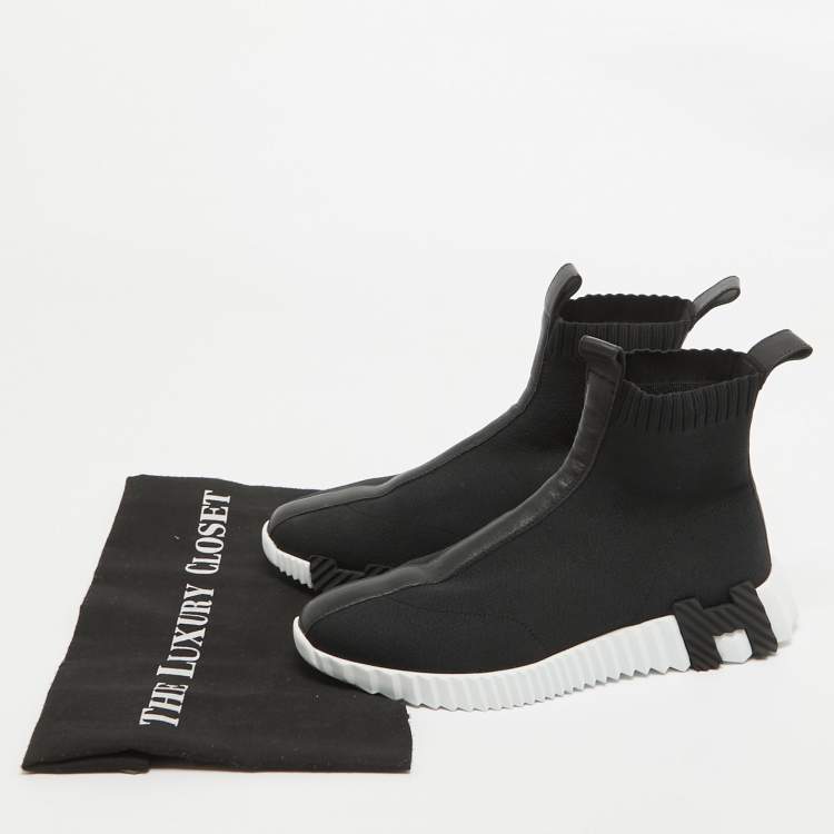 Pre Owned Hermes Black Knit Fabric Socks Sneakers Size 37