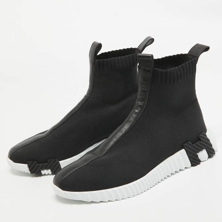 Pre Owned Hermes Black Knit Fabric Socks Sneakers Size 37
