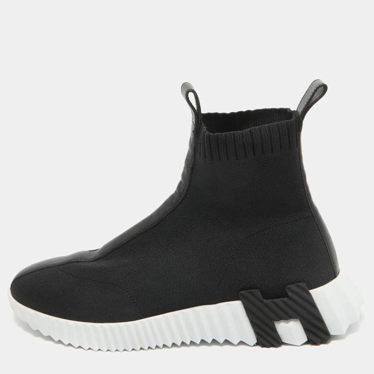 Pre Owned Hermes Black Knit Fabric Socks Sneakers Size 37