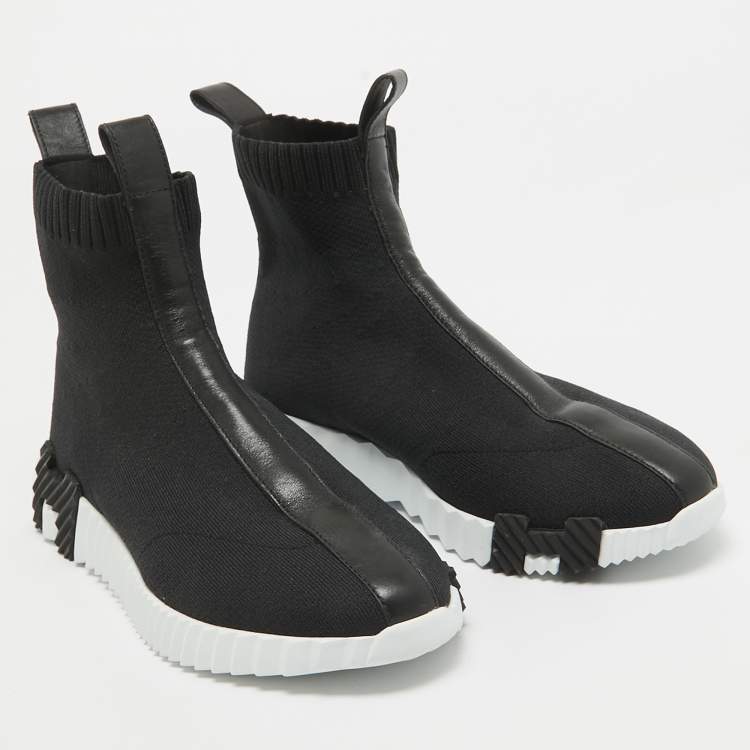 Pre Owned Hermes Black Knit Fabric Socks Sneakers Size 37
