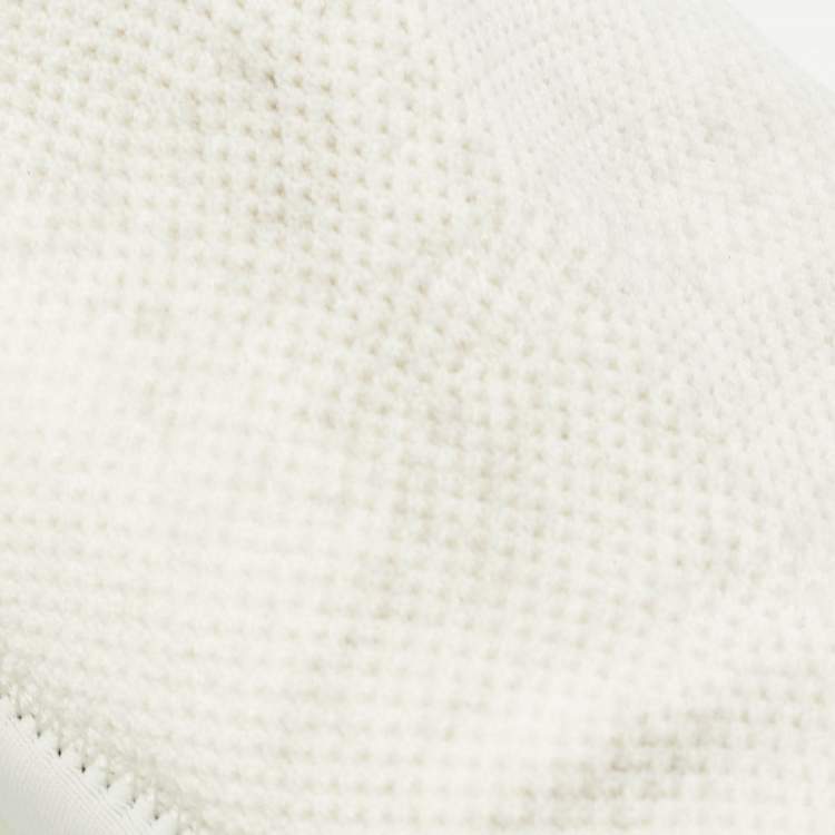 Pre Owned Hermes White Knit Fabric Tokyo Sneakers Size 38.5