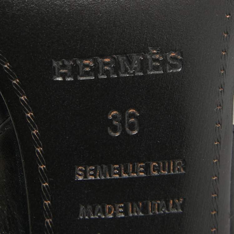 Pre Owned Hermes Black Leather Studded Night Slingback Sandals Size 36