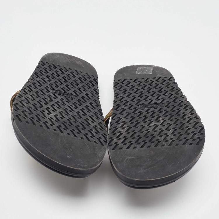 Pre Owned Hermès Olive Green Suede Empire Slides Size 39