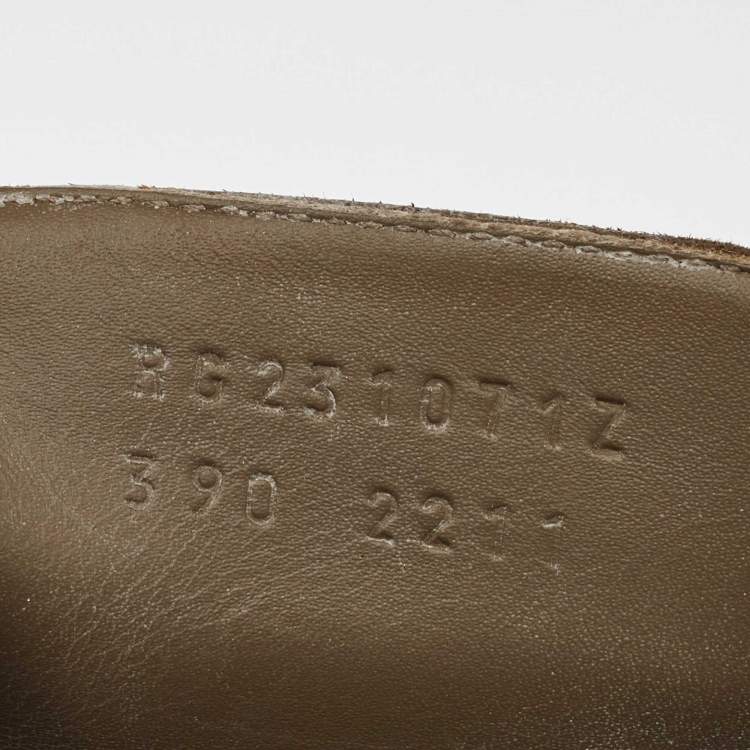 Pre Owned Hermès Olive Green Suede Empire Slides Size 39