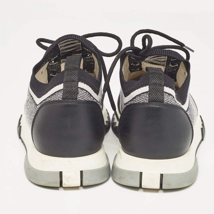 Pre Owned Hermes Black/Silver Knit Fabric Addict Sneakers Size 40