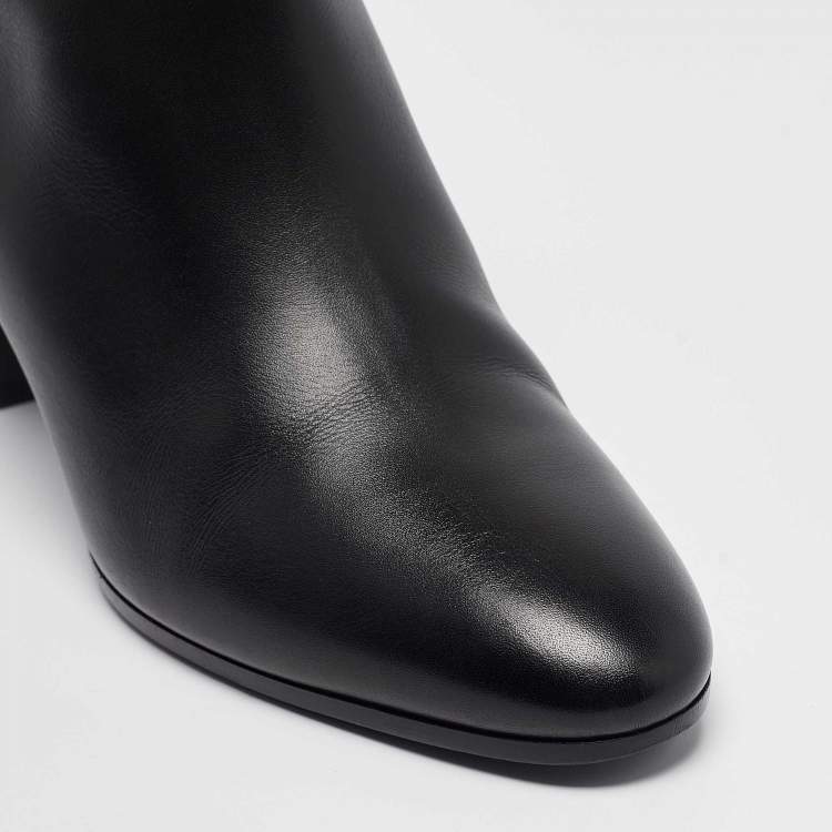 Pre Owned Hermes Black Leather Saint Germain Boots Size 38