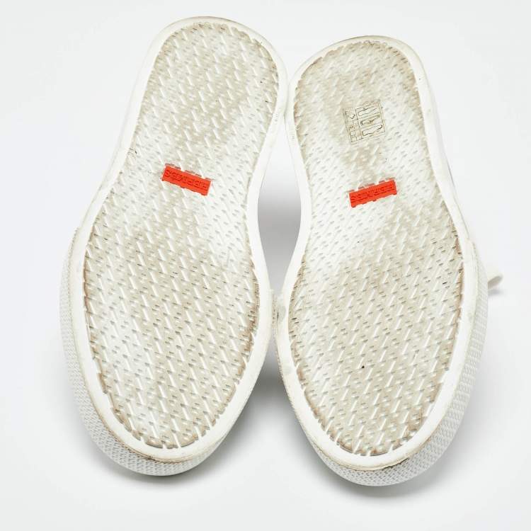 Pre Owned Hermes Tri Color Canvas and Leather Get Low Top Sneakers Size 37