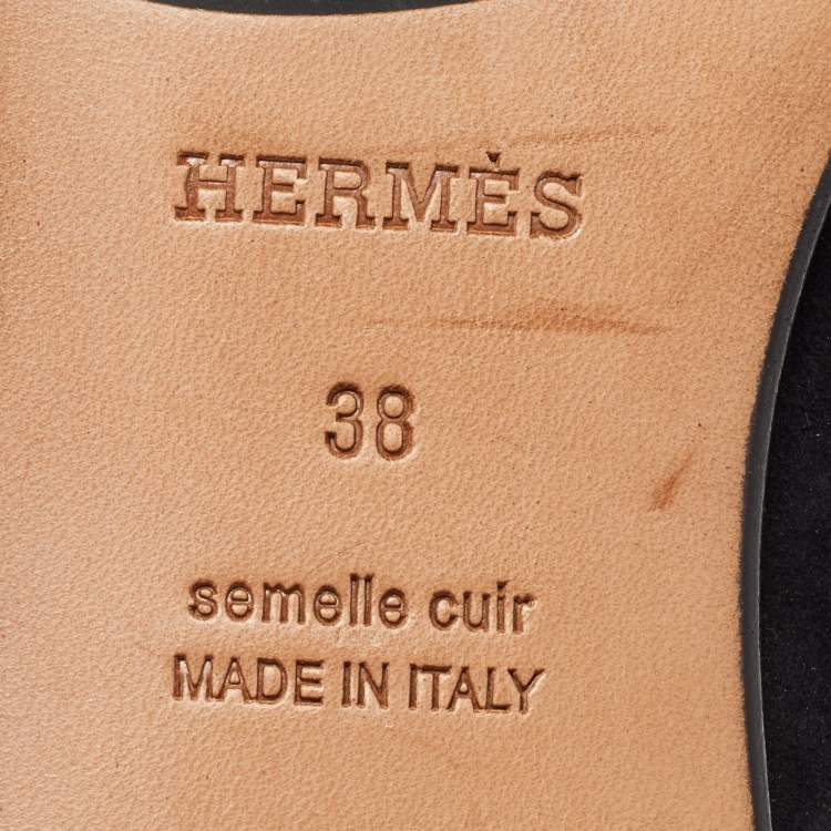 Pre Owned Hermes Black Suede Saint Honore Ankle Boots Size 38