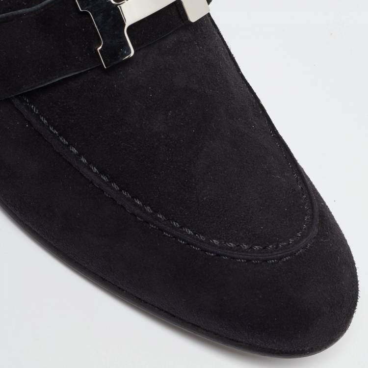 Pre Owned Hermes Black Suede Saint Honore Ankle Boots Size 38