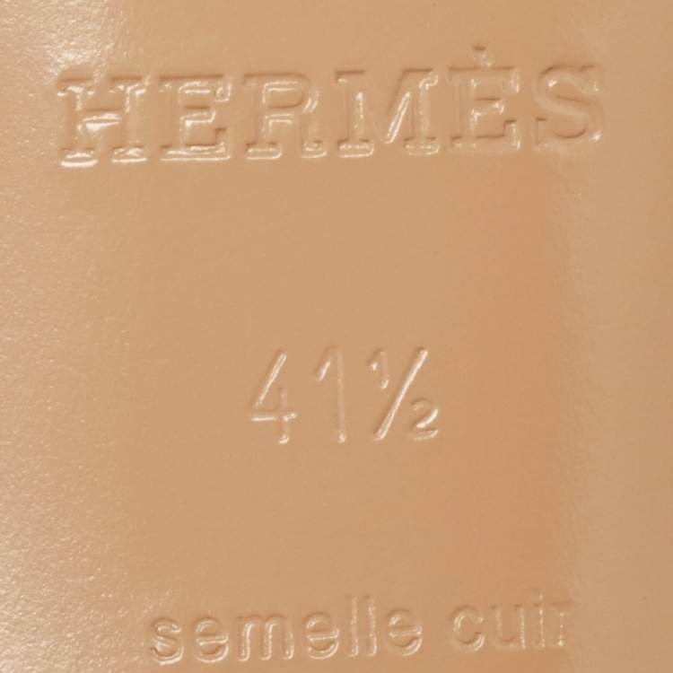 Pre Owned Hermes Cream Leather Oasis Slide Sandals Size 41.5