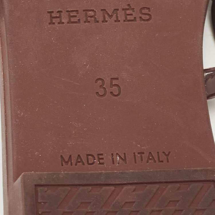 Pre Owned Hermès Brown Rubber Chaine d'Ancre Rivage Flats 35