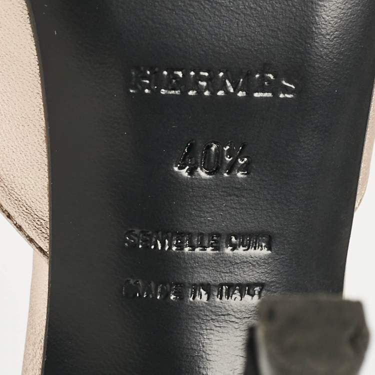 Pre Owned Hermes Black Leather and Suede Premiere 70 Ankle Strap Sandals Size 40.5