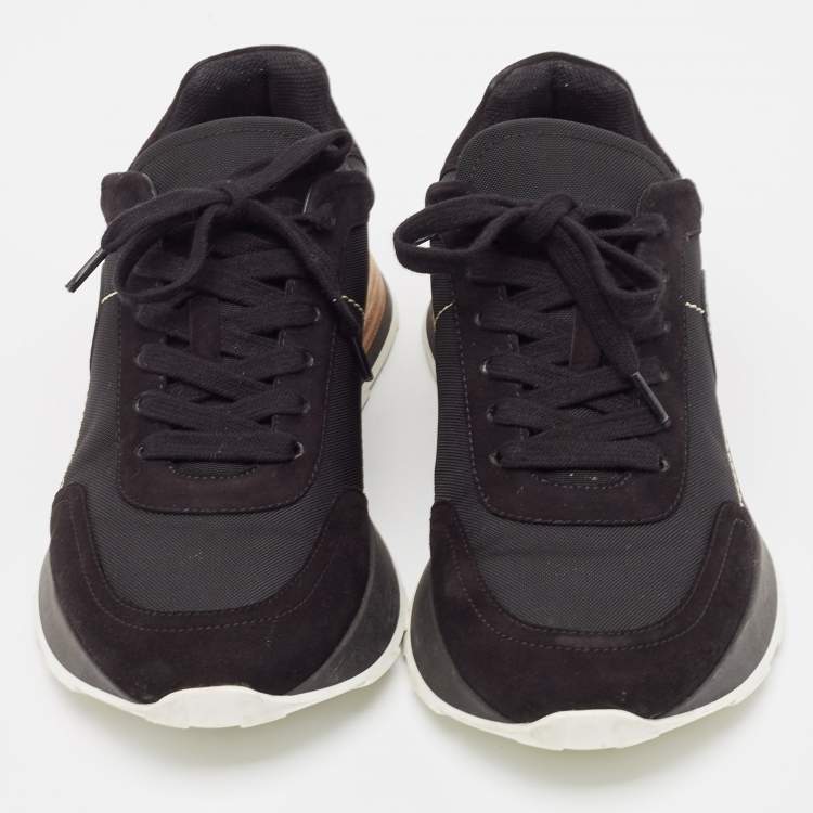 Pre Owned Hermes Black Suede and Drive Lace Up Sneakers Size 38