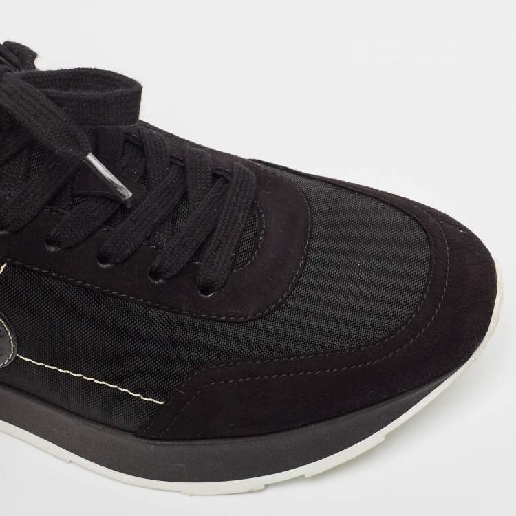 Pre Owned Hermes Black Suede and Drive Lace Up Sneakers Size 38
