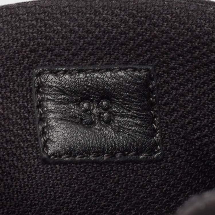 Pre Owned Hermes Black Suede and Drive Lace Up Sneakers Size 38