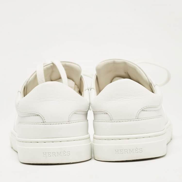 Pre Owned Hermes White Leather Day Sneakers Size 36