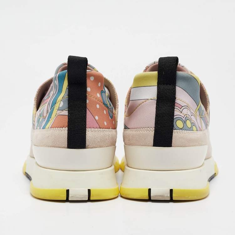 Pre Owned Hermes Multicolor Neoprene Suede Stadium Lace Up Sneakers Size 39