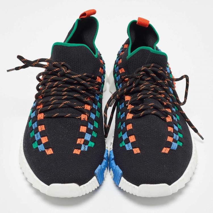 Pre Owned Hermes Multicolor Knit Fabric Flex Sneakers Size 41.5