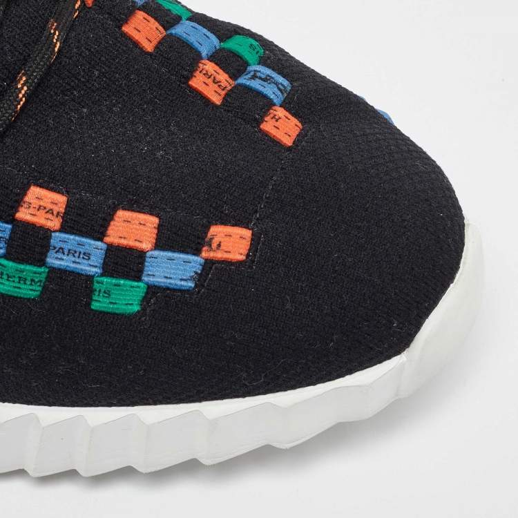 Pre Owned Hermes Multicolor Knit Fabric Flex Sneakers Size 41.5
