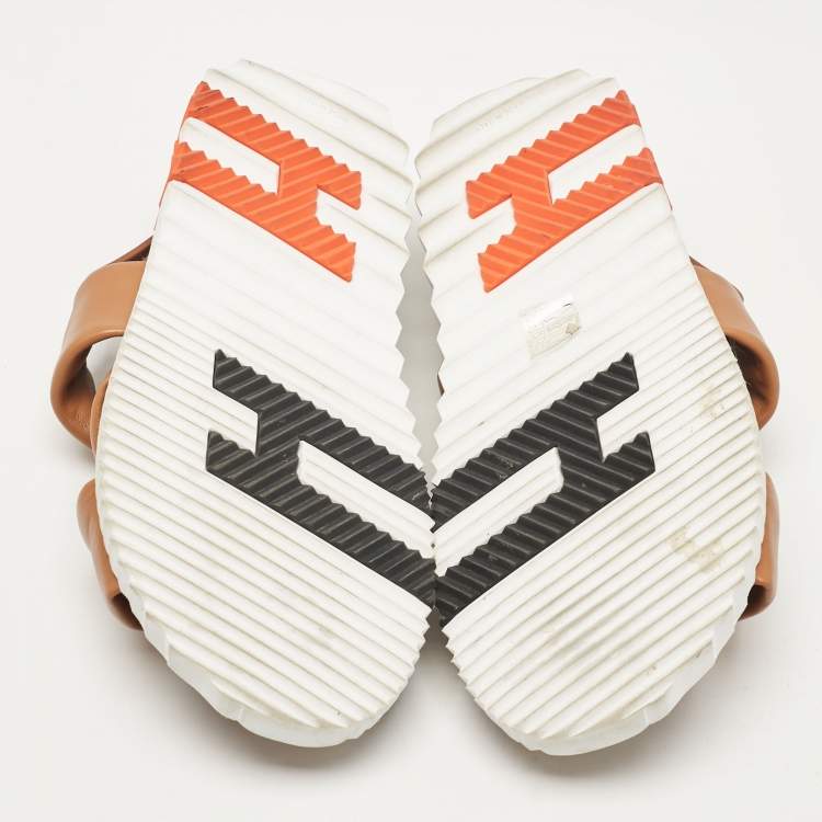 مملوكة مسبقًا Hermes Brown Leather Electric Ankle Strap Sandals Size 38.5