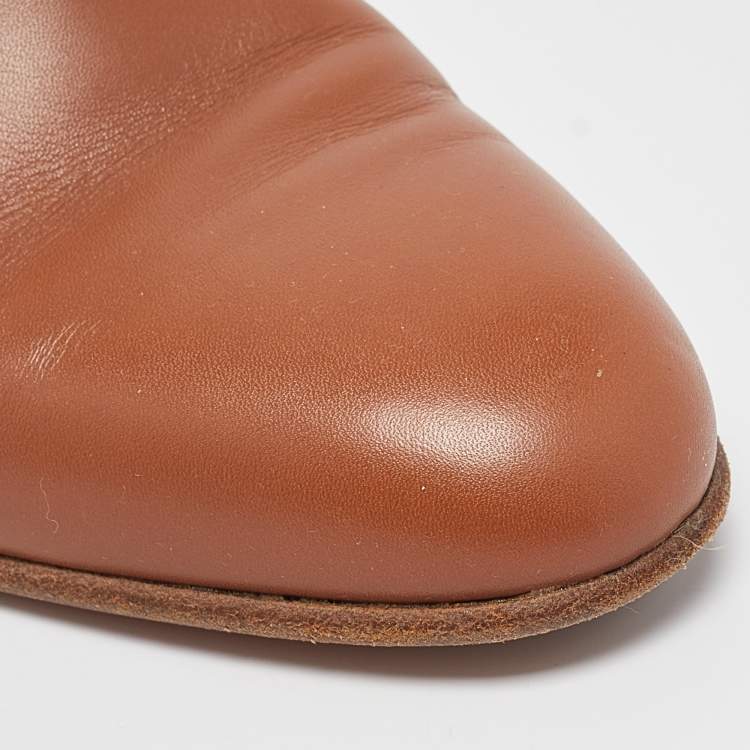 Pre Owned Hermes Brown Leather Neo Ankle Length Boots 38 