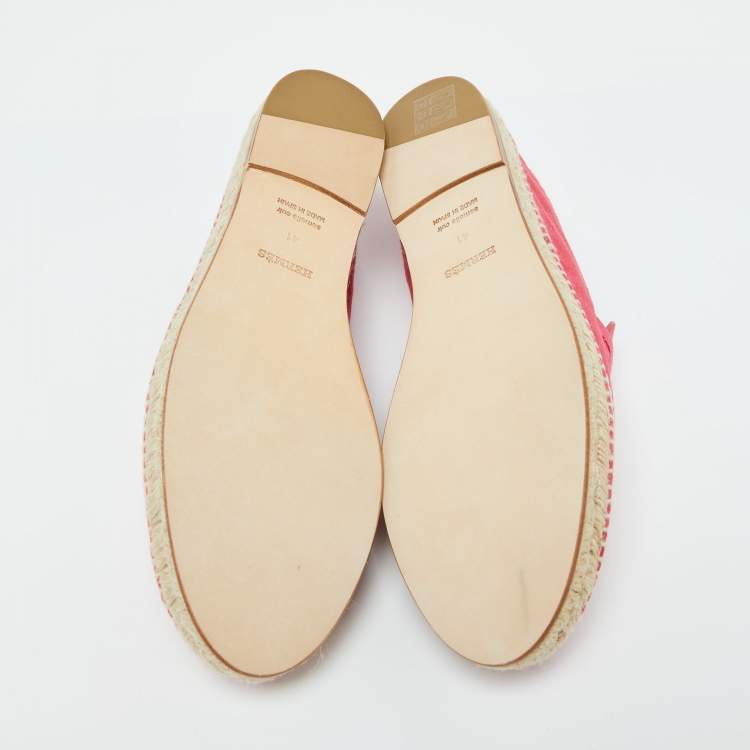 Pre Owned Hermes Hot Pink Suede Trip Espadrille Flats Size 41
