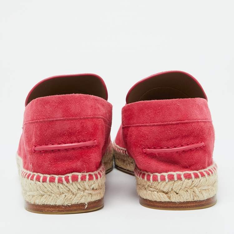 Pre Owned Hermes Hot Pink Suede Trip Espadrille Flats Size 41