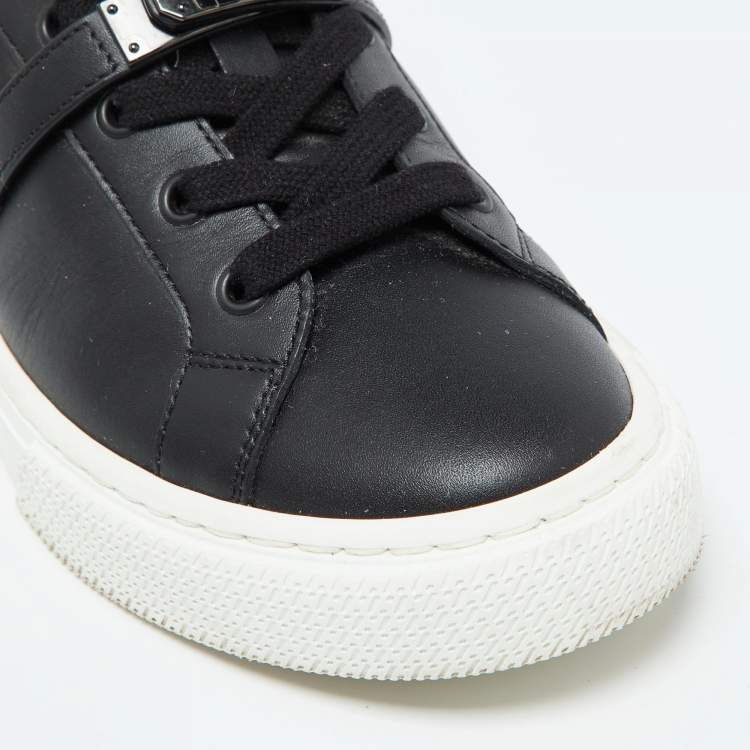 Pre Owned Hermes Black Leather Day Low Top Sneakers Size 36.5