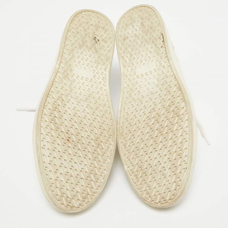 Pre Owned Hermes White Pegase Pop Print Leather Quicker Sneakers Size 37.5