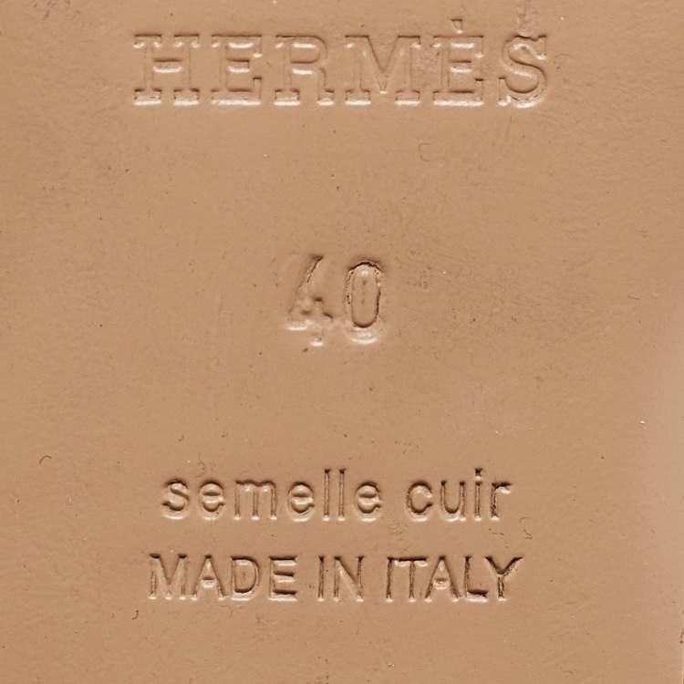 Pre Owned Hermes Brown Leather Camilla Slide Sandals Size 40