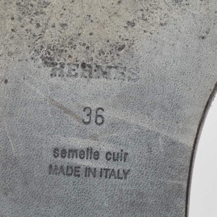 Pre Owned Hermes Brown Leather Aloha Flat Slides Size 36