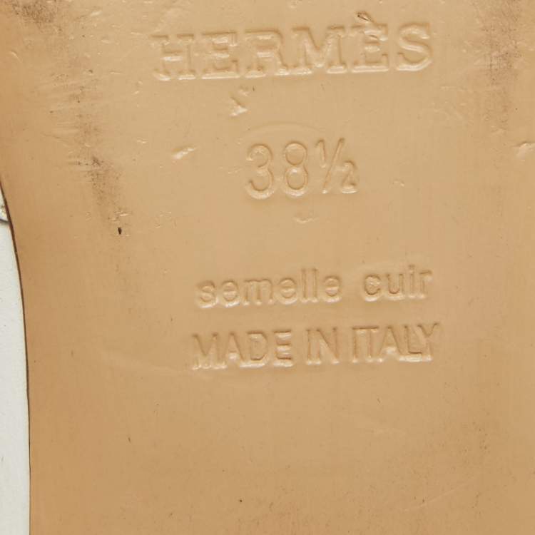 Pre Owned Hermes White Leather Oz Mules Size 38.5