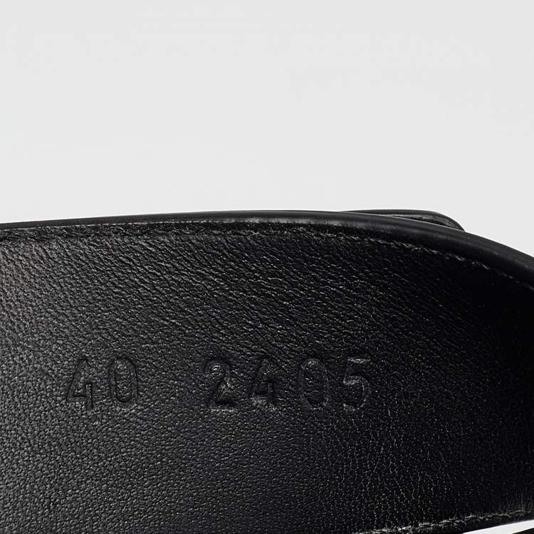 Pre Owned Hermes Black Leather Chypre Flat Sandals Size 40