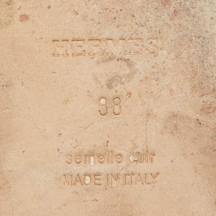 Pre Owned Hermes Pink Leather Santorini Ankle Strap Flat Sandals Size 38