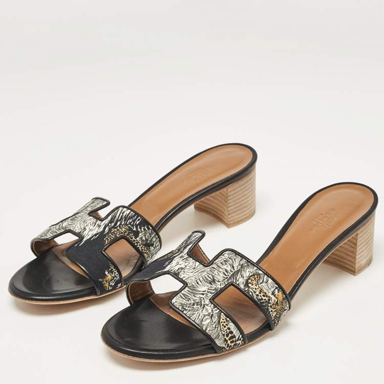 Pre Owned Hermes Multicolor Canvas Oasis Slide Sandals Size 39