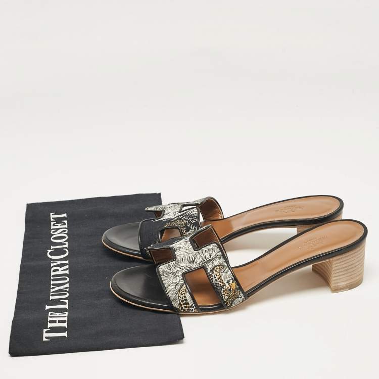 Pre Owned Hermes Multicolor Canvas Oasis Slide Sandals Size 39