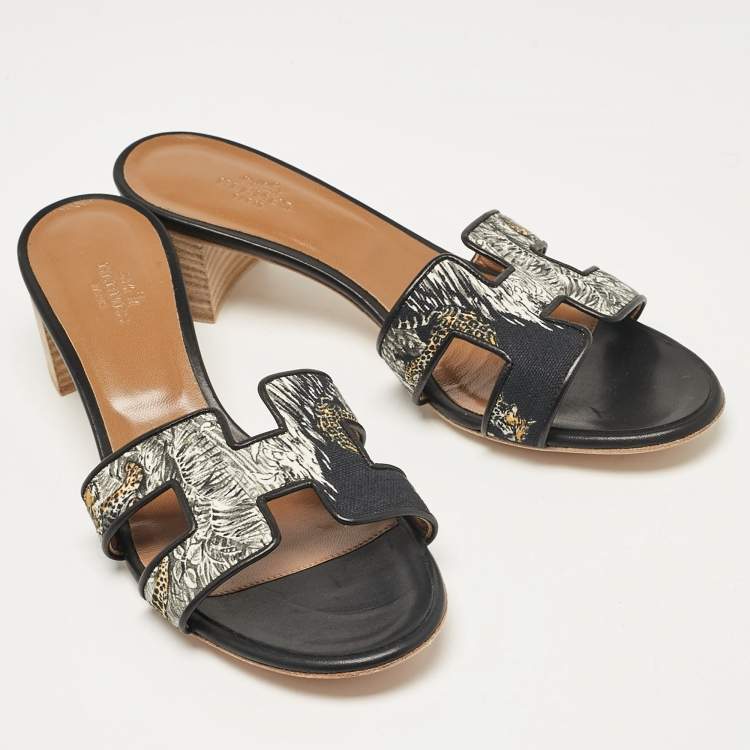Pre Owned Hermes Multicolor Canvas Oasis Slide Sandals Size 39
