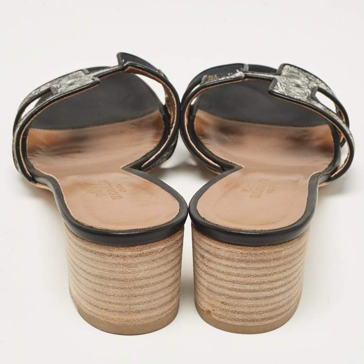 Pre Owned Hermes Multicolor Canvas Oasis Slide Sandals Size 39