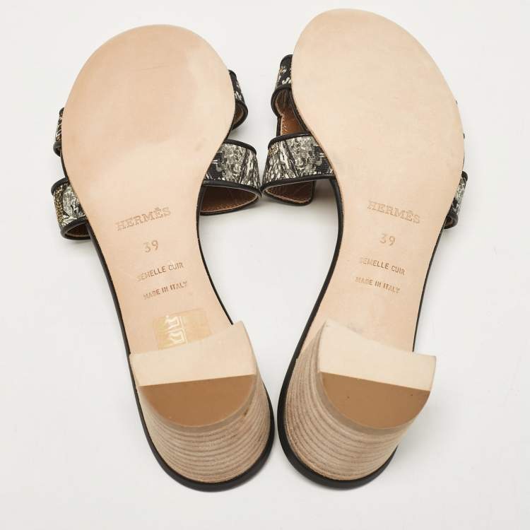 Pre Owned Hermes Multicolor Canvas Oasis Slide Sandals Size 39