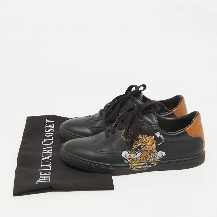 Pre Owned Hermes Black/Brown Leather Jaguar Quicker Sneakers Size 38