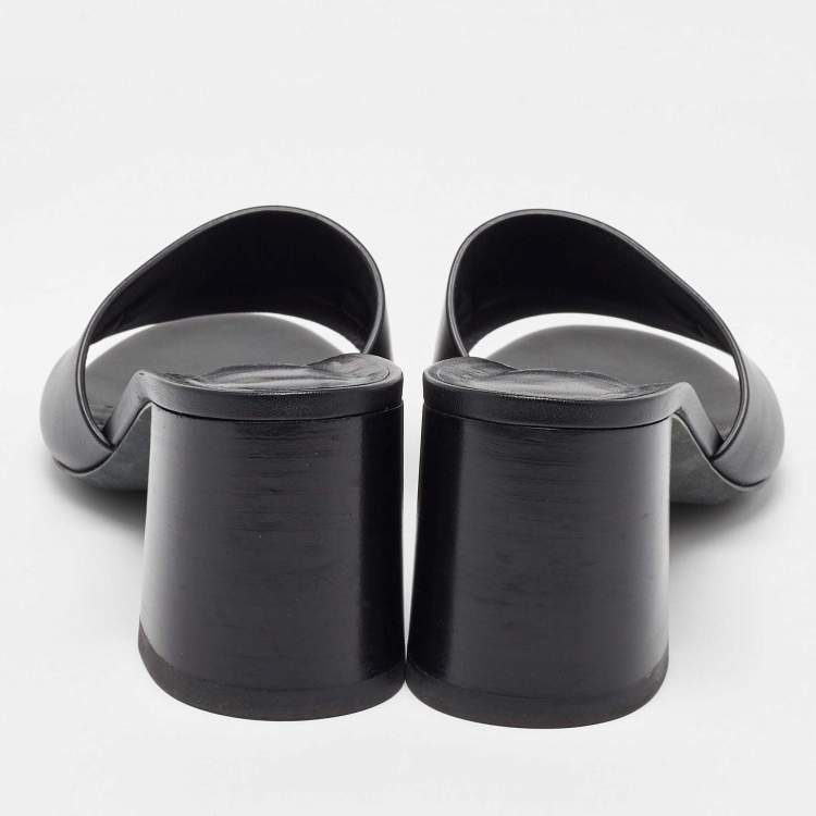 Pre Owned Hermes Black Leather Bastille Sandals Size 39.5