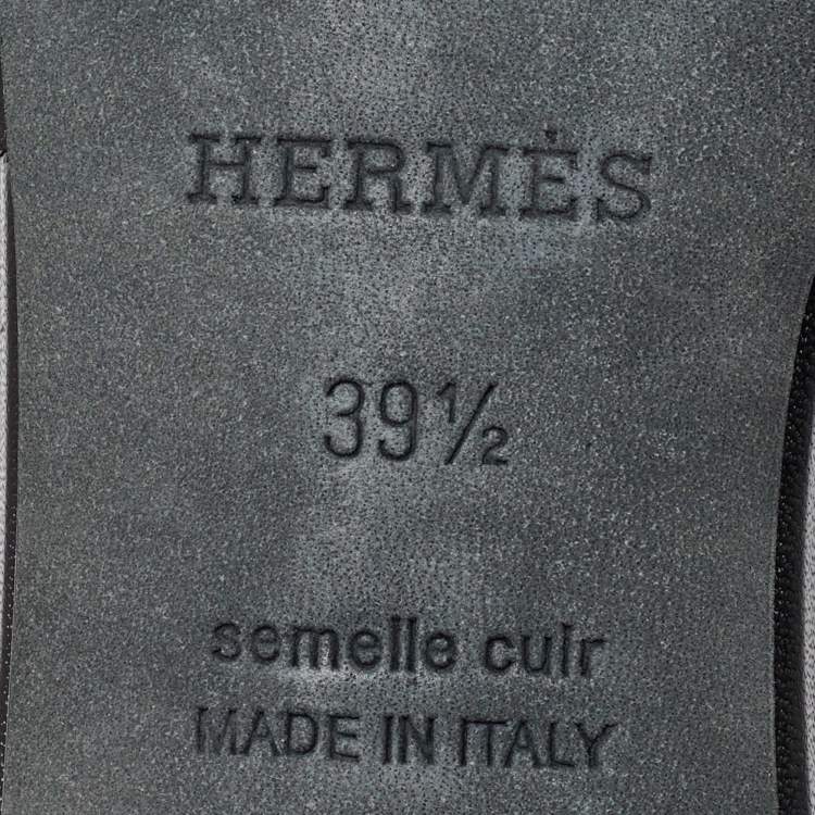 Pre Owned Hermes Black Leather Bastille Sandals Size 39.5